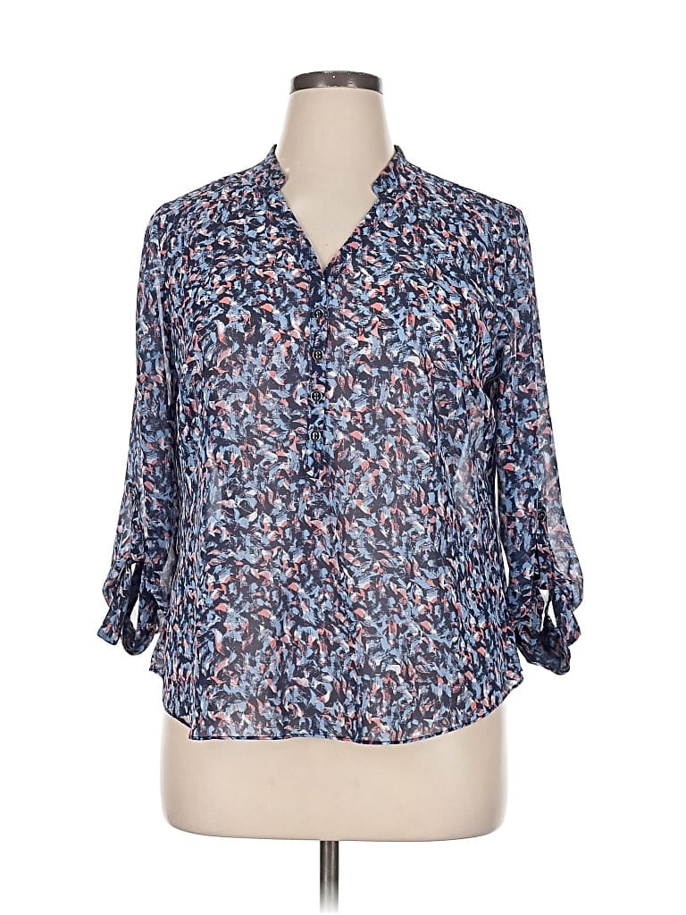 Pre-owned A.n.a. A New Approach 3/4 Sleeve Blouse In Blue