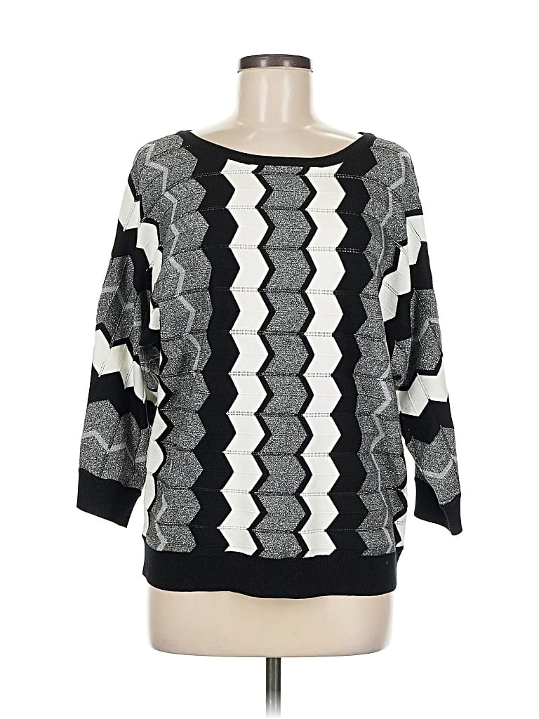 Pre-owned Cable & Gauge Pullover Sweater In Black