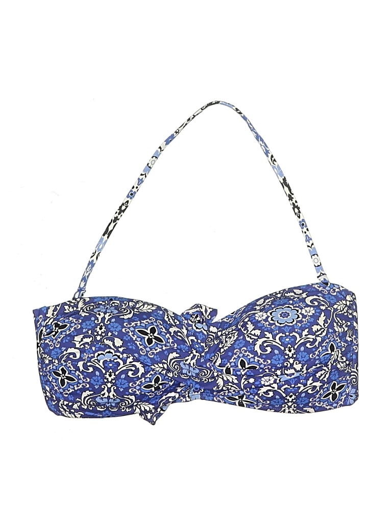 Pre-owned Liz Claiborne Swimsuit Top Blue Paisley Pattern Swimwear