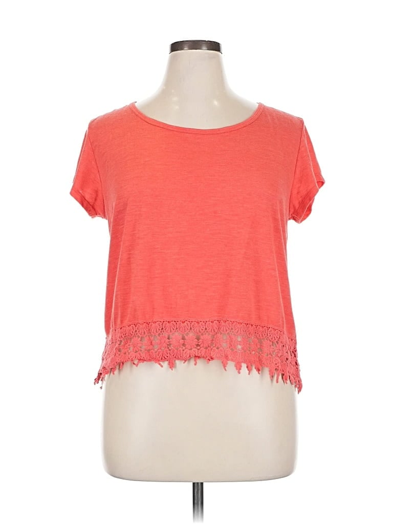 REWIND Pre-owned Short Sleeve Top Orange Scoop Neck Tops