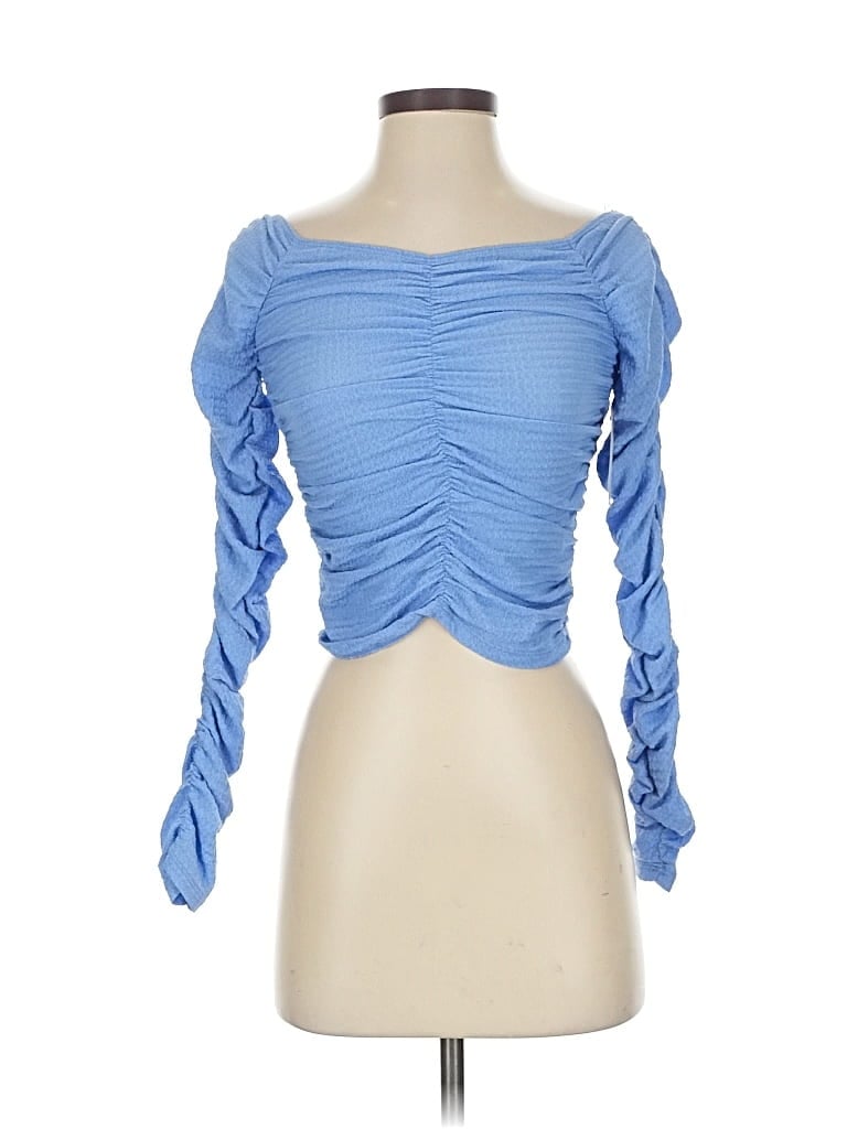 Elodie 3/4 Sleeve Top Blue Sweetheart Neckline Tops In Blue