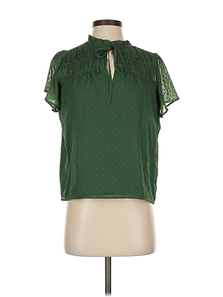 Pre-owned Ann Taylor Loft Short Sleeve Blouse In Green