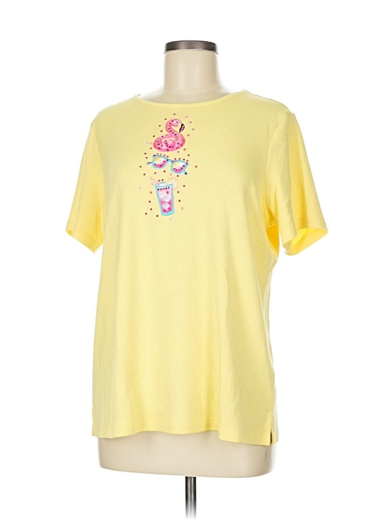 Pre-owned Quacker Factory Short Sleeve T-shirt In Yellow