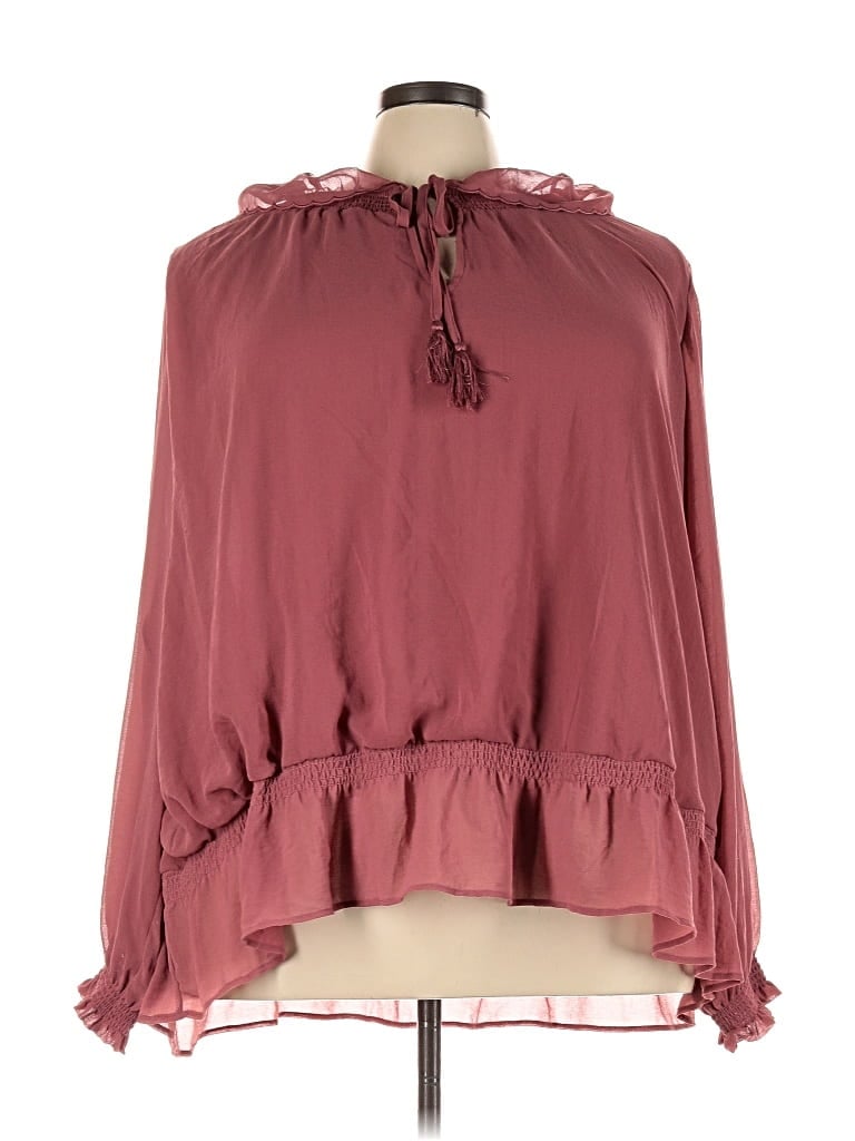Pre-owned Universal Thread Long Sleeve Blouse In Burgundy