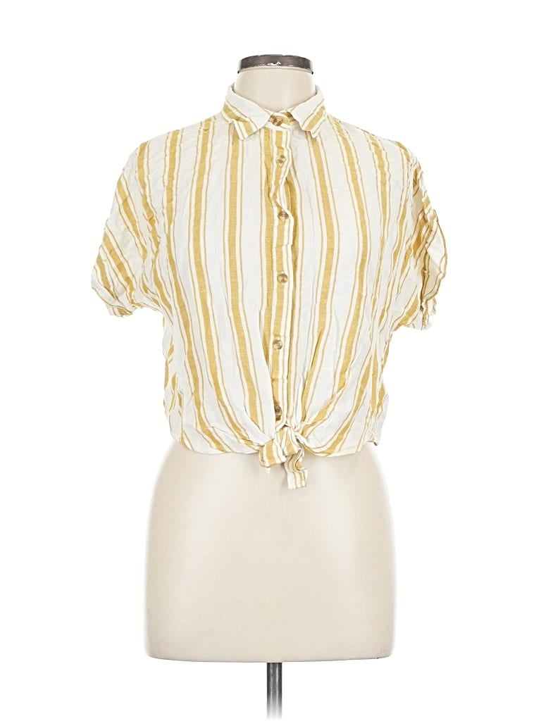 Pre-owned Altar'd State Short Sleeve Polo Shirt In Yellow