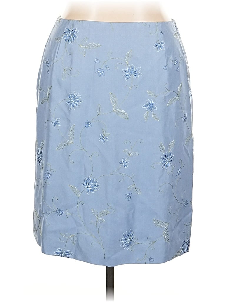 Ann Taylor Silk Skirt In Blue