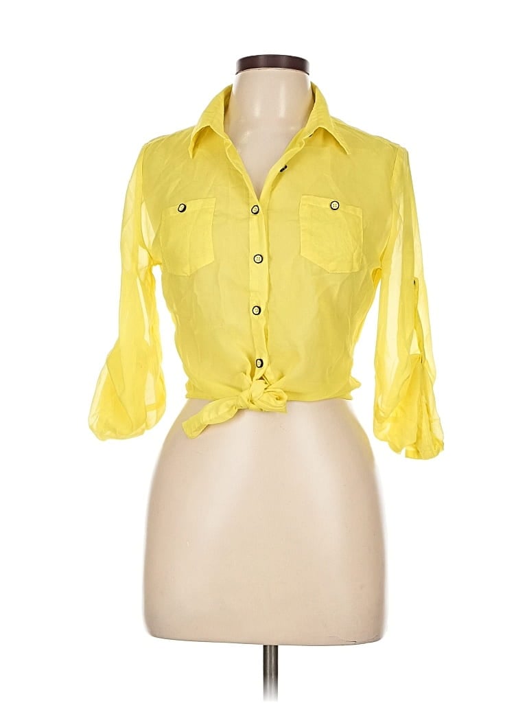 Pre-owned Xtaren 3/4 Sleeve Blouse In Yellow