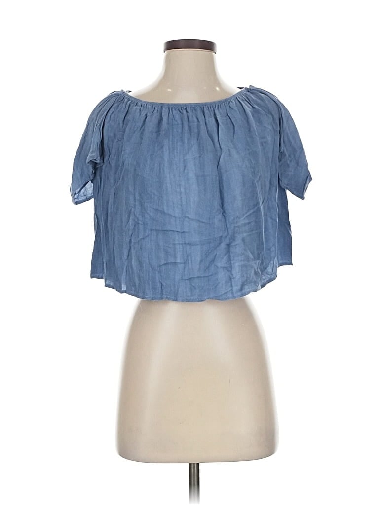 Pre-owned Assorted Brands Short Sleeve Blouse In Blue