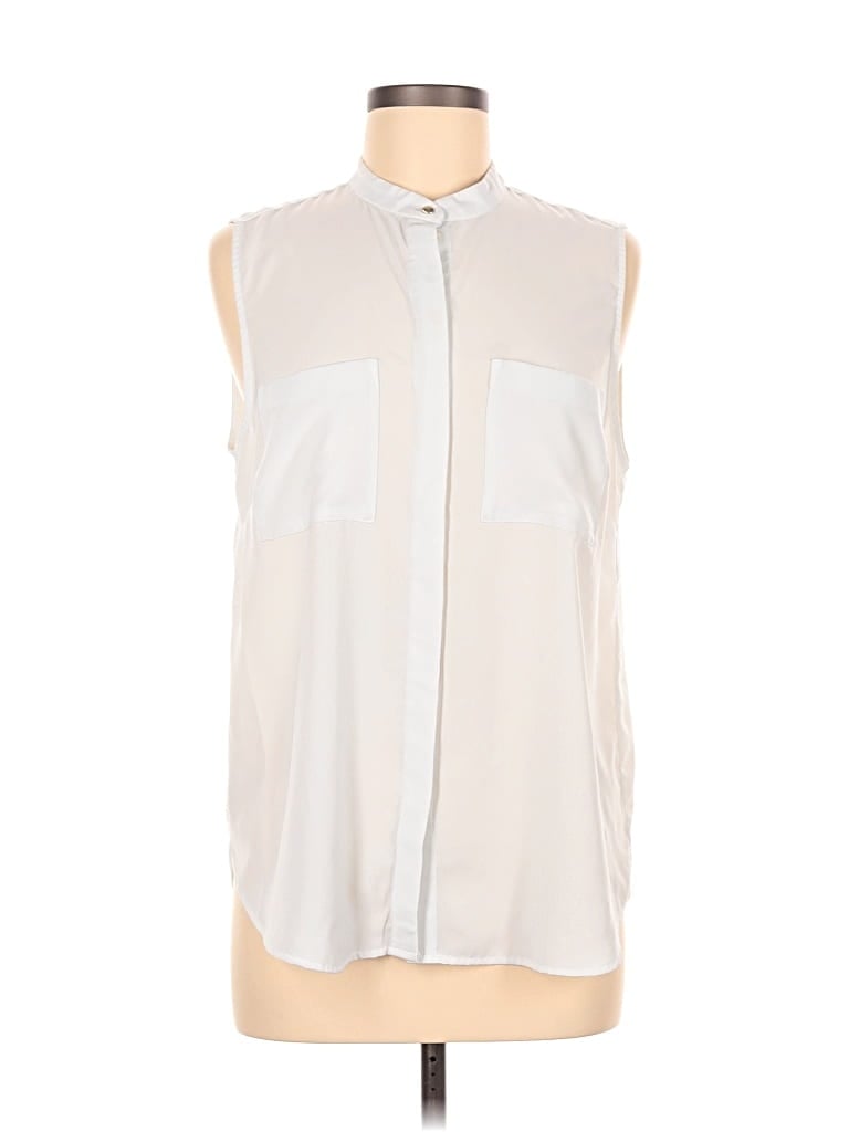 Pre-owned H&m Sleeveless Button Down Shirt In Silver