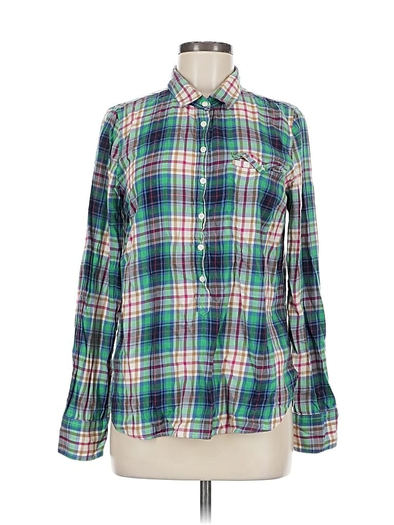Pre-owned J.crew Factory Store Long Sleeve Button Down Shirt In Green