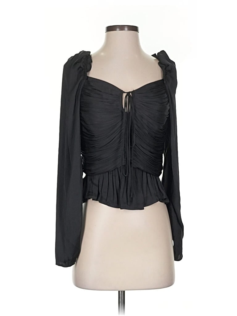 Pre-owned House Of Harlow 1960 Long Sleeve Blouse In Black