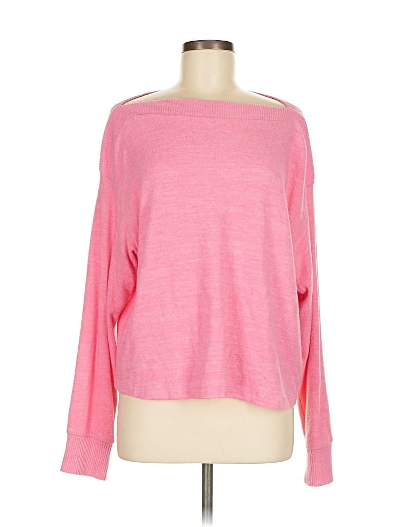 H&M Pre-owned Long Sleeve Top Pink Boatneck Tops