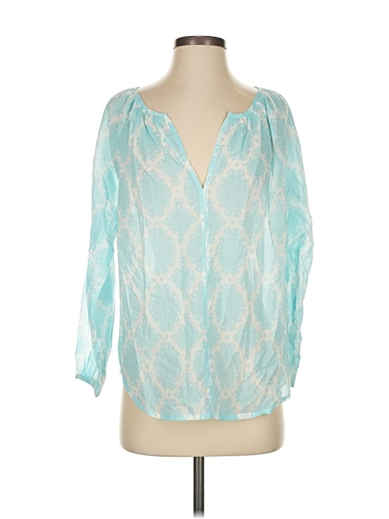 Pre-owned Roller Rabbit 3/4 Sleeve Blouse In Blue