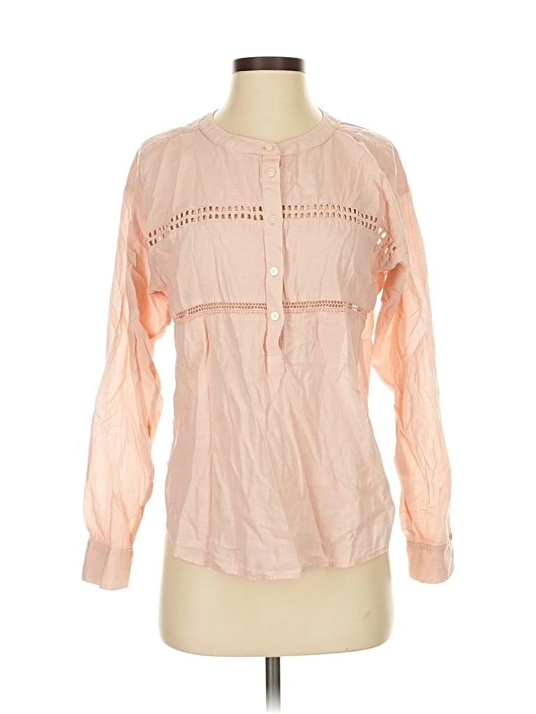 Pre-owned Ann Taylor Loft Long Sleeve Blouse In Pink