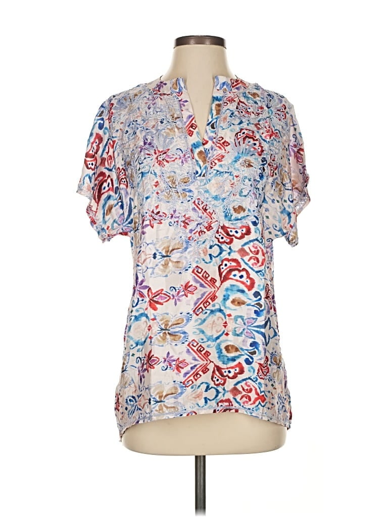 Pre-owned Love Kyla Short Sleeve Blouse In Blue