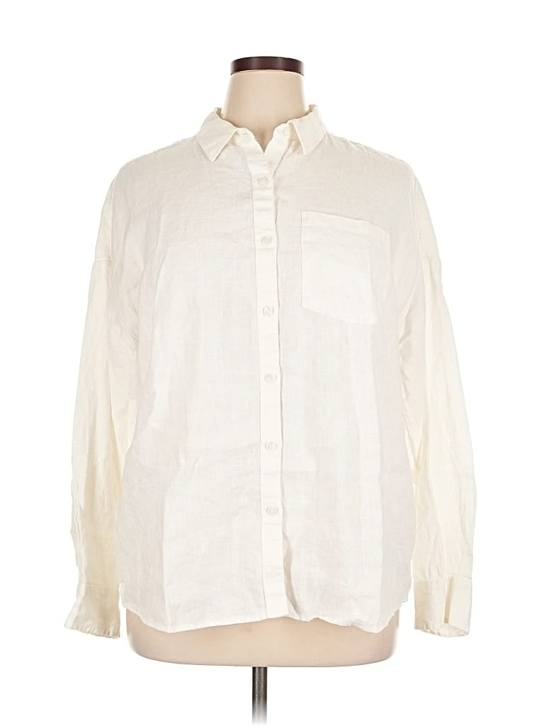 Pre-owned The Drop Long Sleeve Button Down Shirt In White