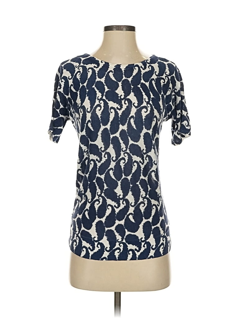 Pre-owned Talbots Short Sleeve Top Blue Keyhole Neckline Tops