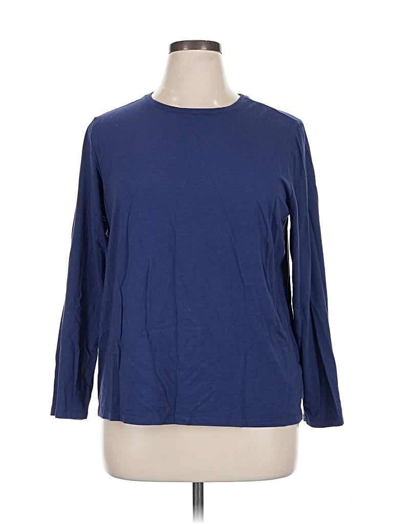 Pre-owned Coldwater Creek 3/4 Sleeve T-shirt In Blue