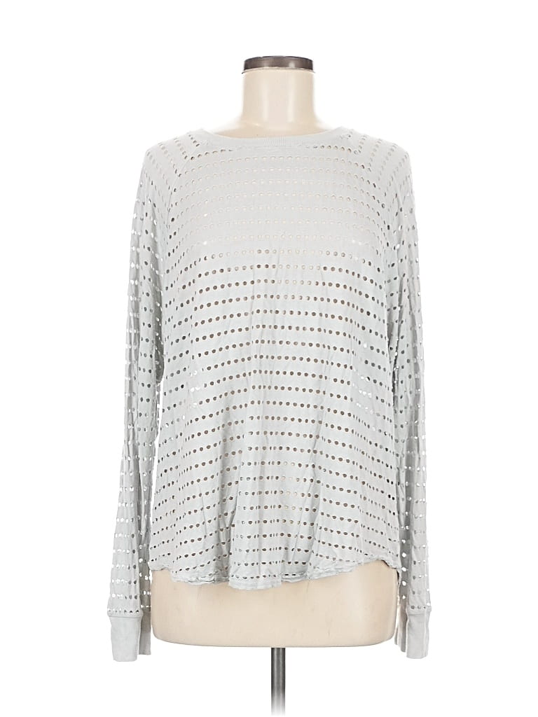 Pre-owned Hard Tail Long Sleeve Top Silver Square Neckline Tops