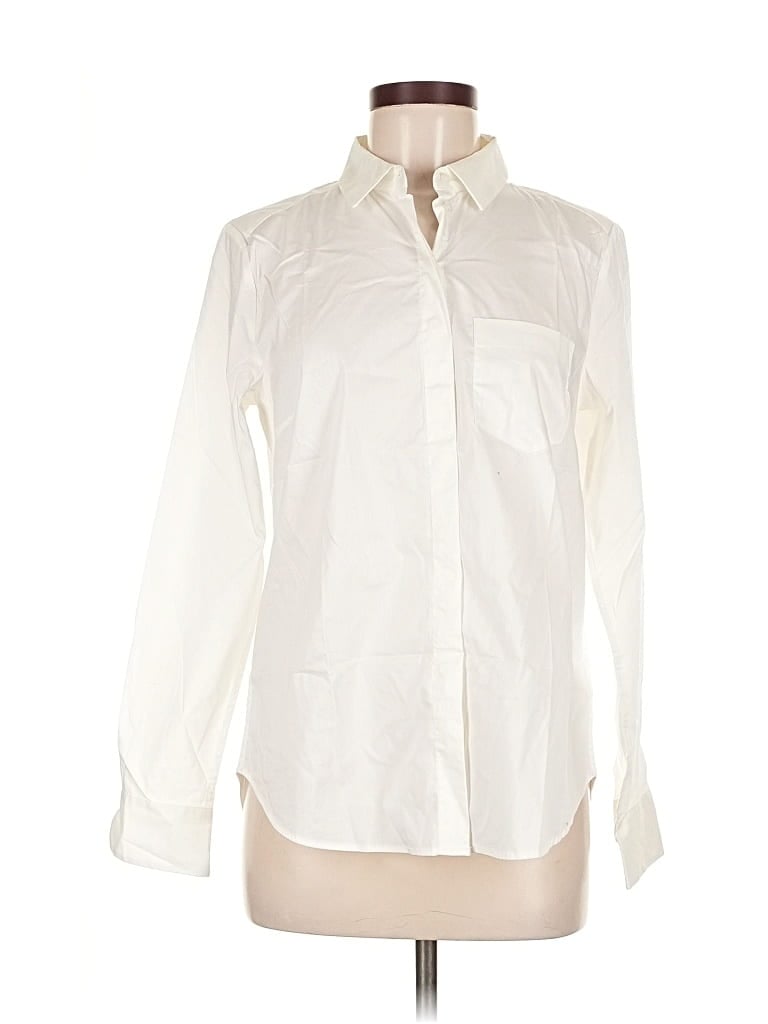 H&M Pre-owned Long Sleeve Button Down Shirt In White