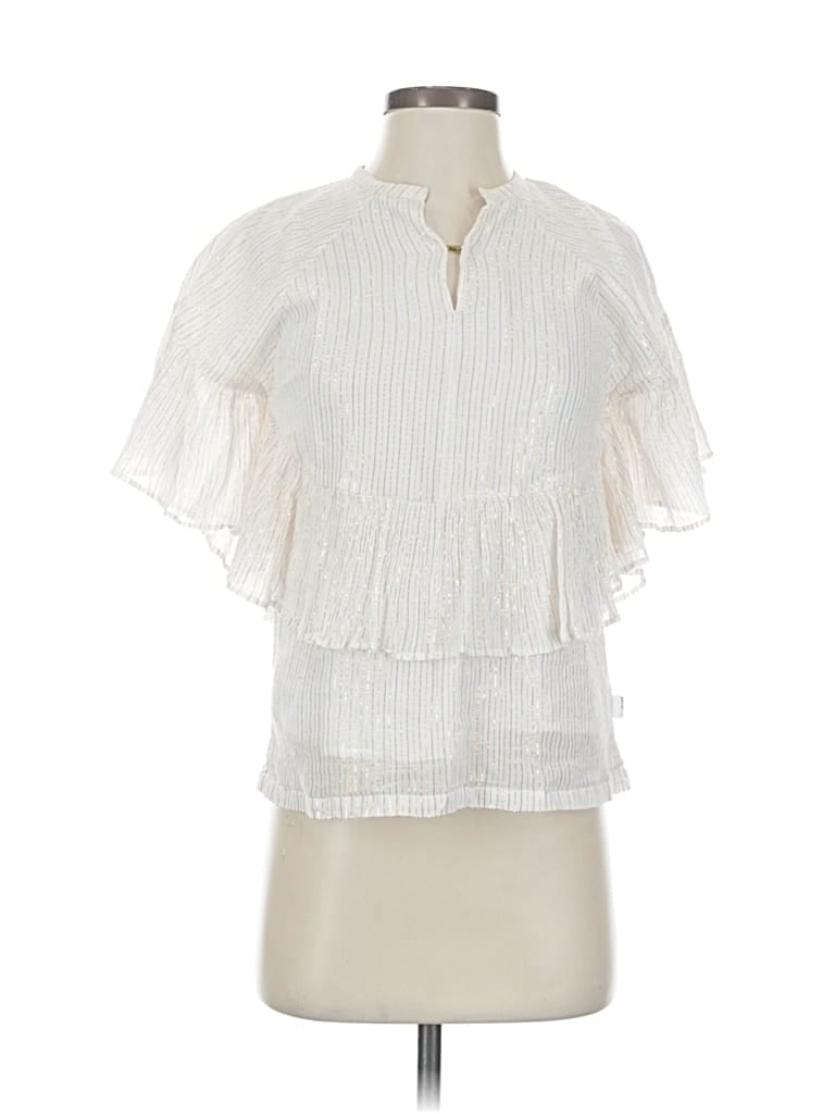 Pre-owned Assorted Brands Short Sleeve Blouse In White