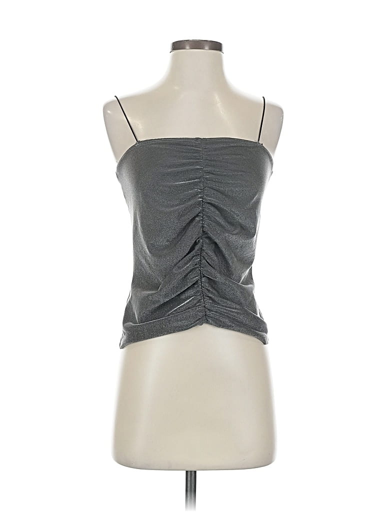 Pre-owned Active Sleeveless Top Silver Strapless Neckline Tops