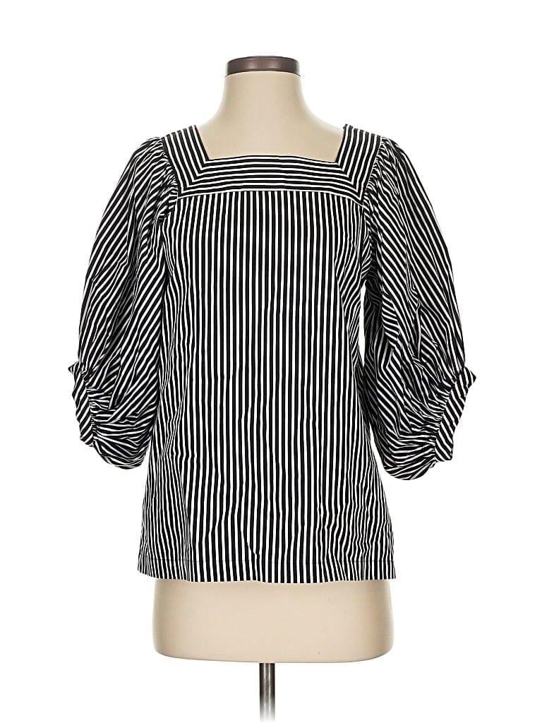 Pre-owned Ann Taylor Loft 3/4 Sleeve Top Black Square Neckline Tops