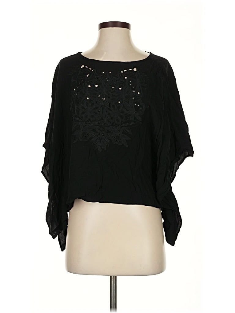 Pre-owned Monteau 3/4 Sleeve Blouse In Black