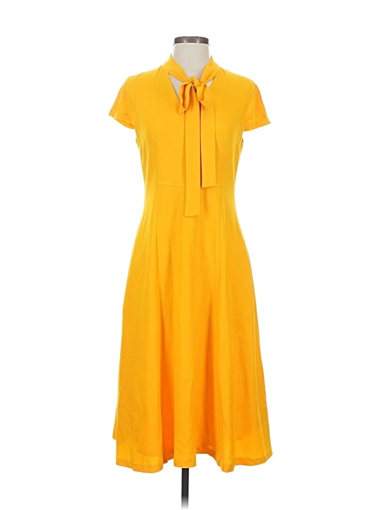 Pre-owned Eva Mendes By New York & Company Casual Dress In Yellow