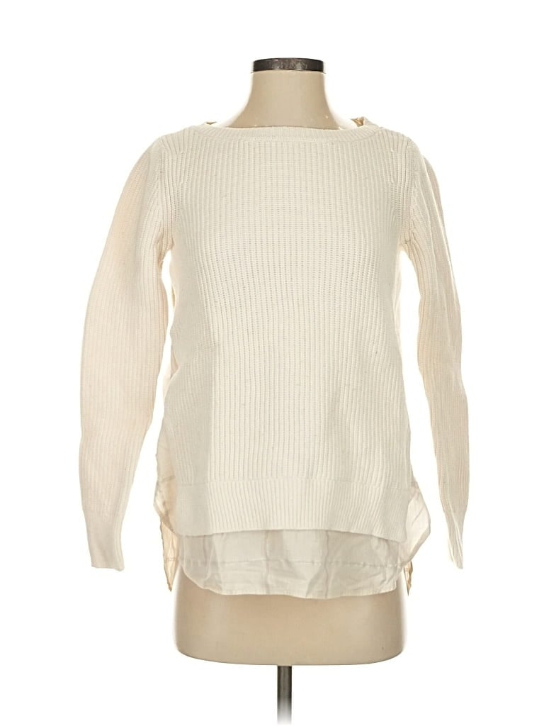 Pre-owned Ann Taylor Loft Pullover Sweater In White