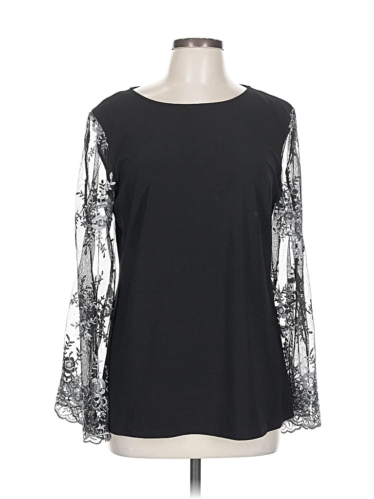 Pre-owned Badgley Mischka Studio Long Sleeve Blouse In Black