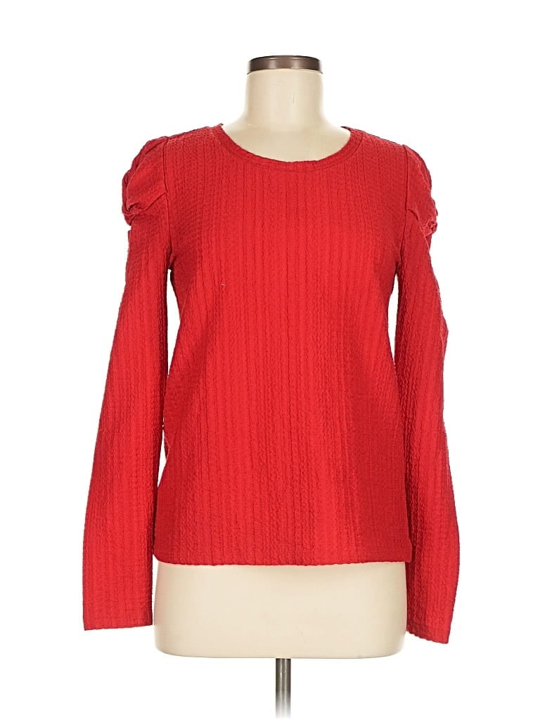 Pre-owned Ann Taylor Loft Long Sleeve Top Red Boatneck Tops