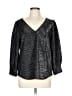 Ro & De Metallic Silver Long Sleeve Blouse Size L - photo 1