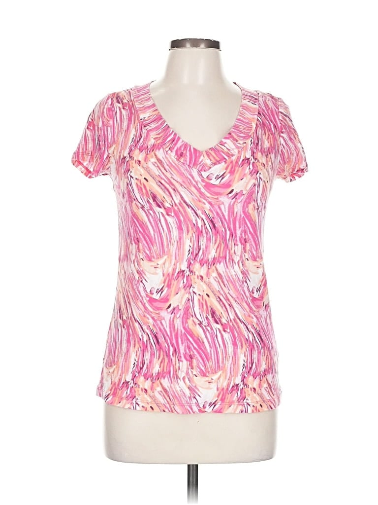 Pre-owned Nicole Miller Short Sleeve T-shirt In Pink