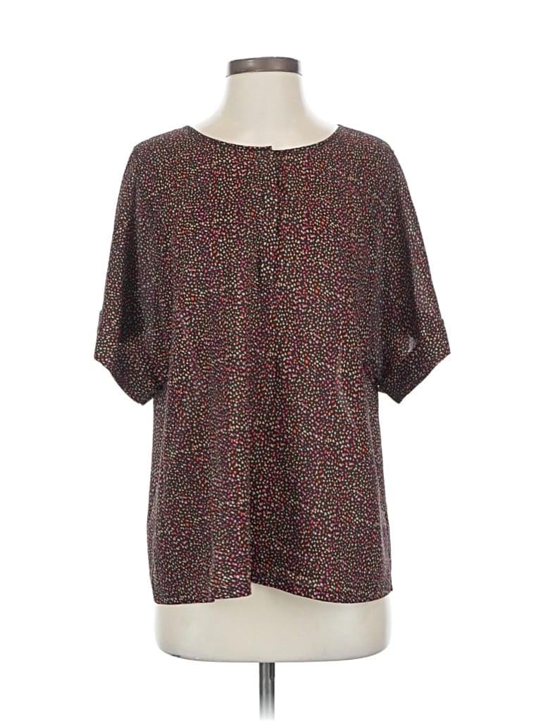 Pre-owned J.crew Factory Store Short Sleeve Blouse In Brown