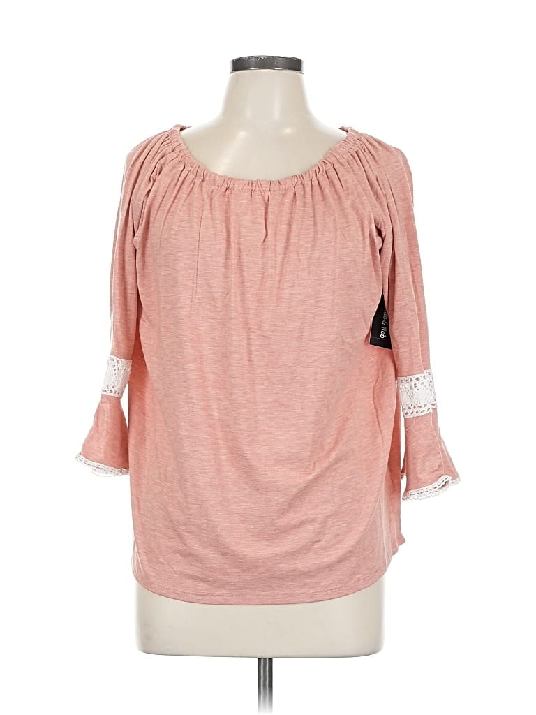 Assorted Brands 3/4 Sleeve Top Pink Cold Shoulder Neckline Tops