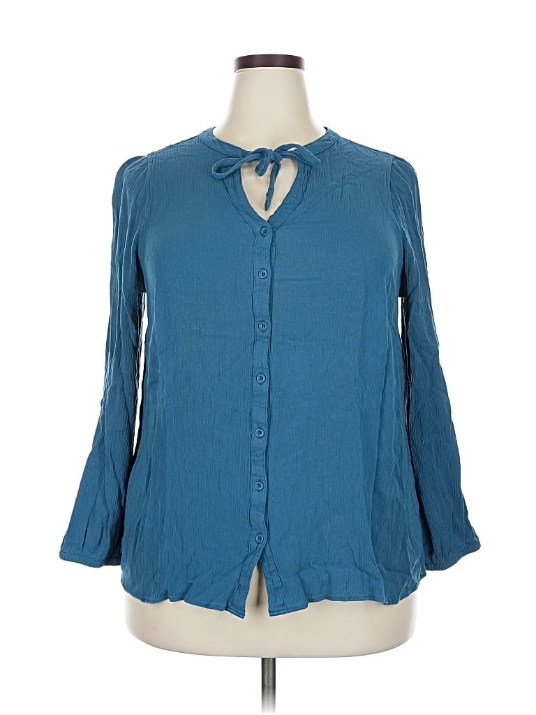 Pre-owned Torrid 3/4 Sleeve Blouse In Blue