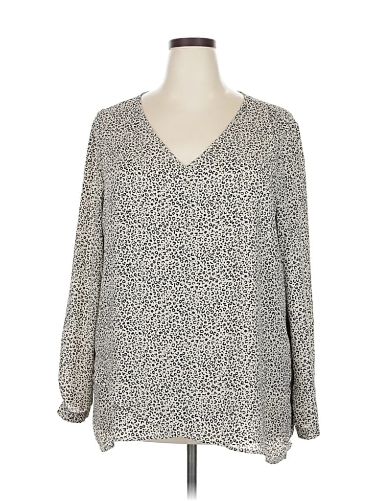 Pre-owned Chelsea & Theodore Long Sleeve Blouse In Gray