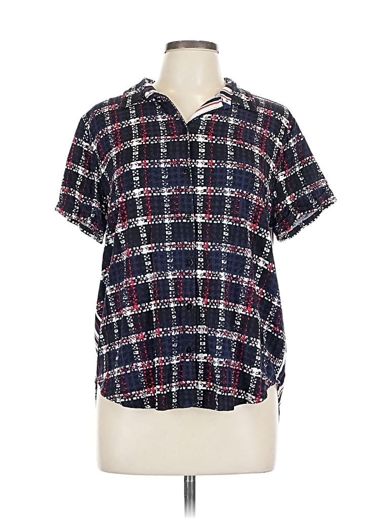 Pre-owned Liverpool Los Angeles Short Sleeve Blouse In Blue