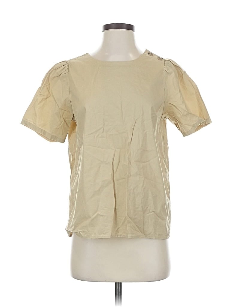 Pre-owned J.crew Factory Store Short Sleeve Blouse In Brown