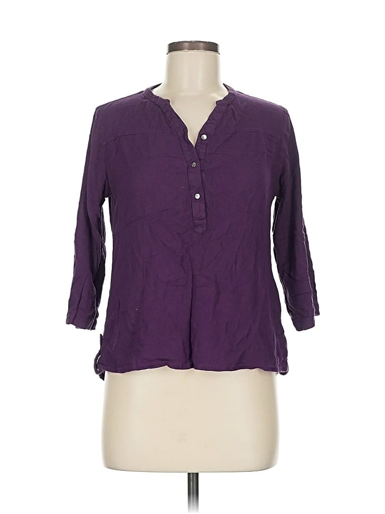 Pre-owned Bossini 3/4 Sleeve Button Down Shirt In Purple