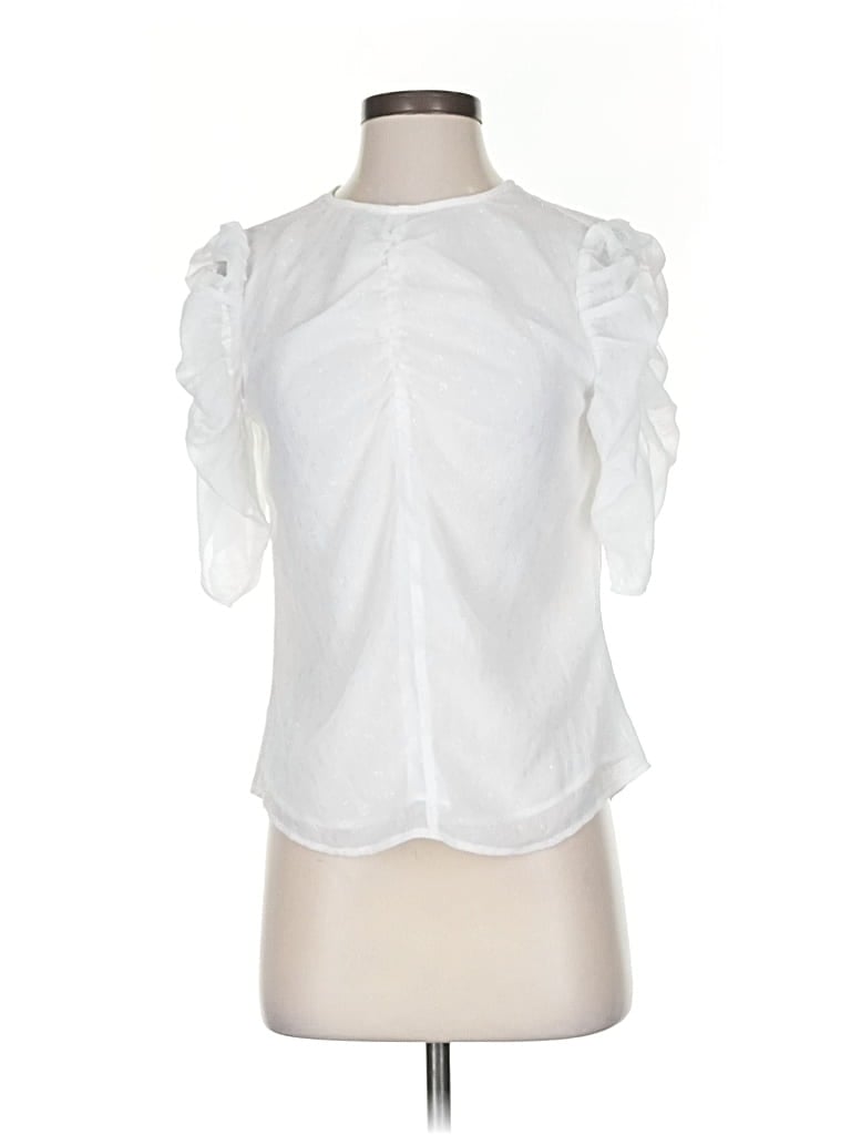 Pre-owned Express Short Sleeve Blouse In White