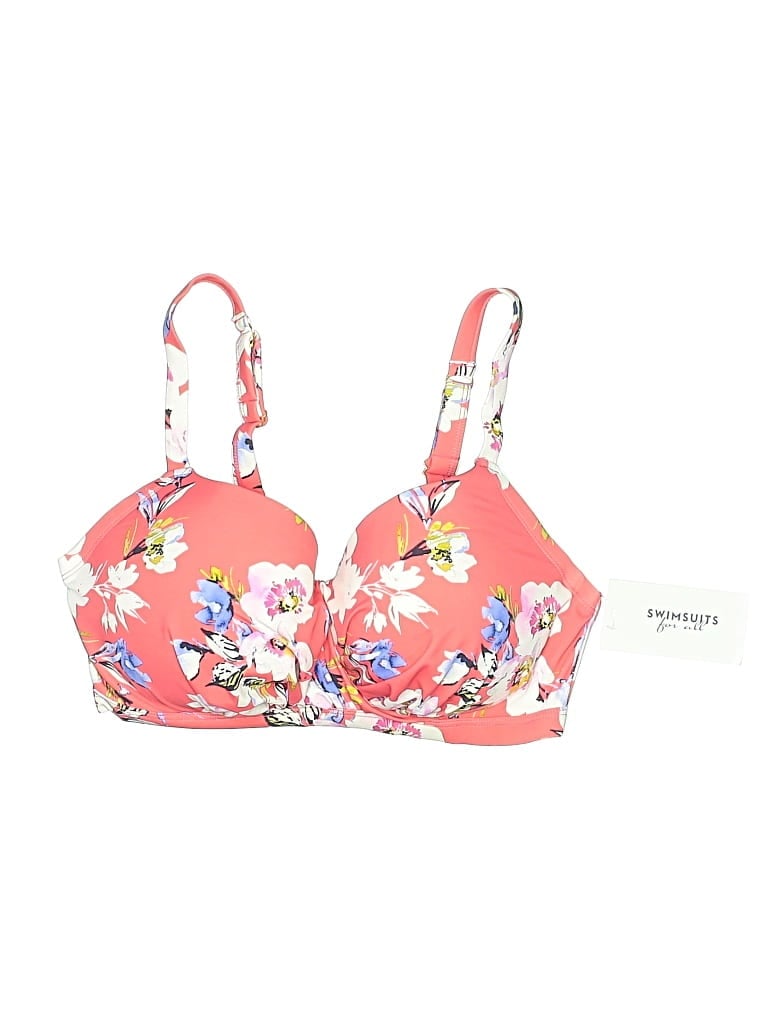 Pre-owned Swimsuits For All Swimsuit Top Pink Floral Pattern Swimwear
