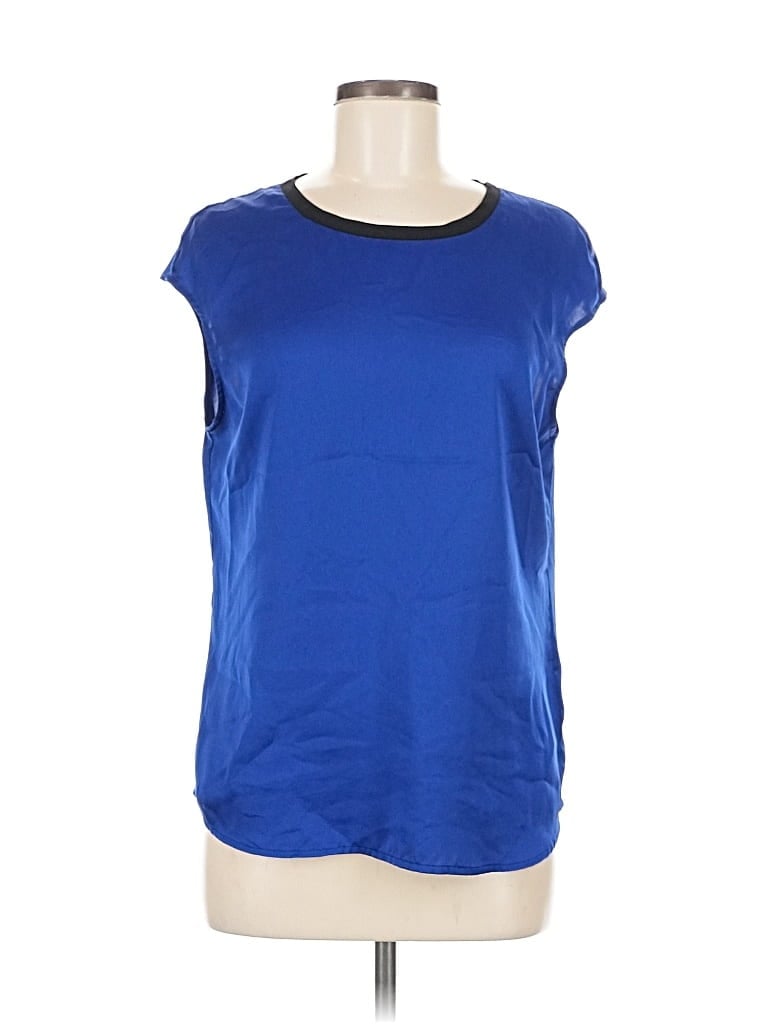 Pre-owned Eva Longoria Short Sleeve Top Blue Scoop Neck Tops