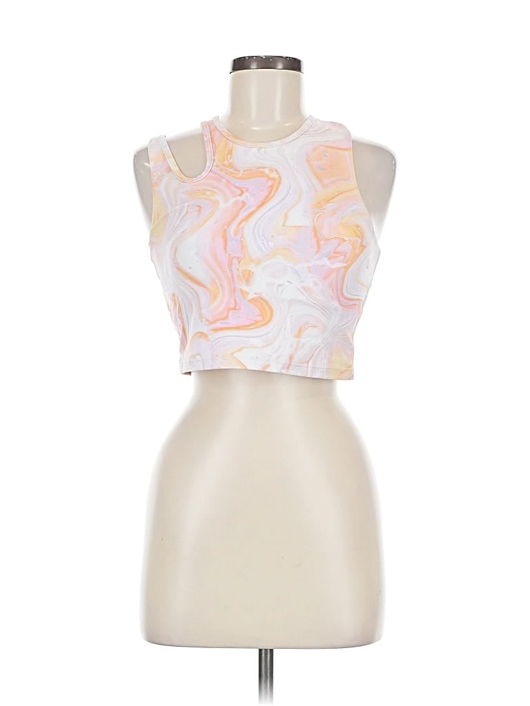 Pre-owned Aqua Tank Top White Halter Neckline Tops