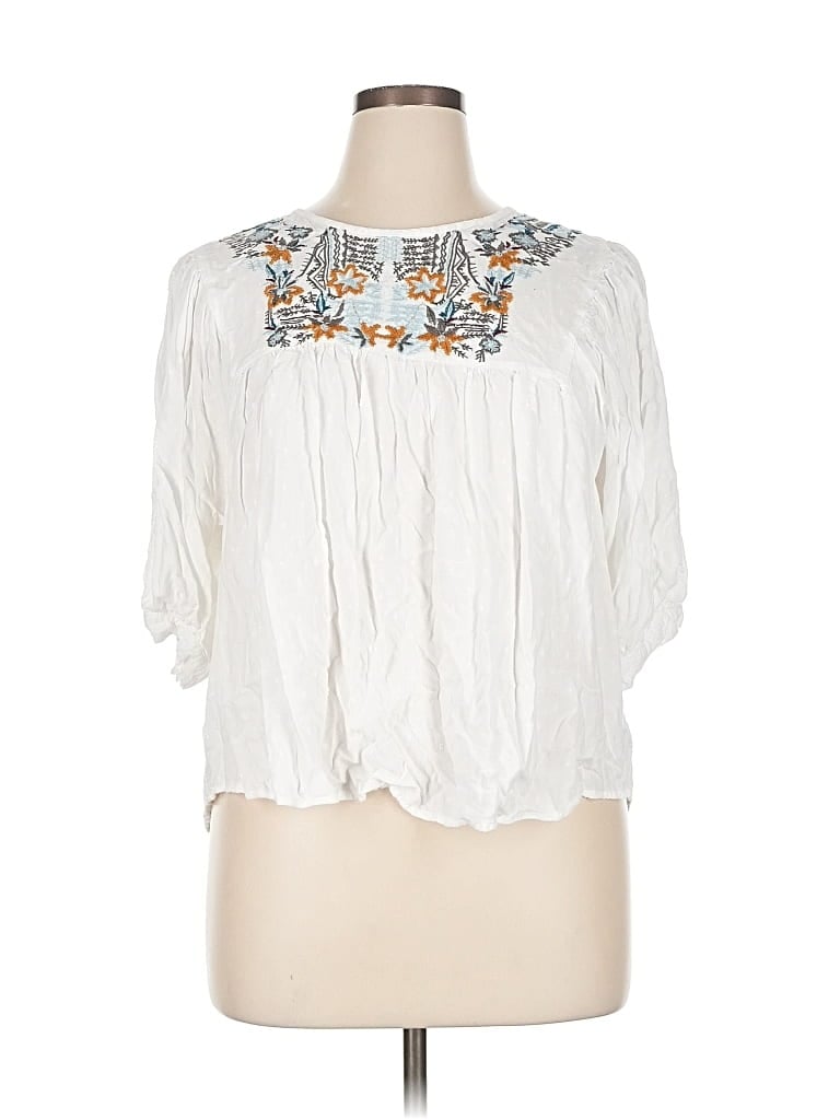 Pre-owned Cato 3/4 Sleeve Blouse In White