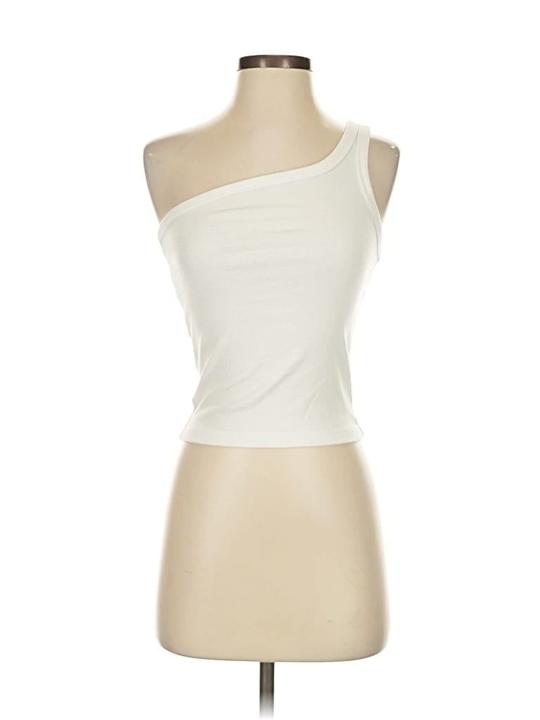 Pre-owned Aerie Tank Top Ivory One Shoulder Neckline Tops In White