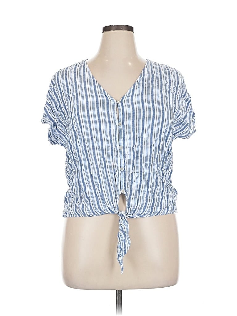 Pre-owned Universal Thread Short Sleeve Blouse In Blue