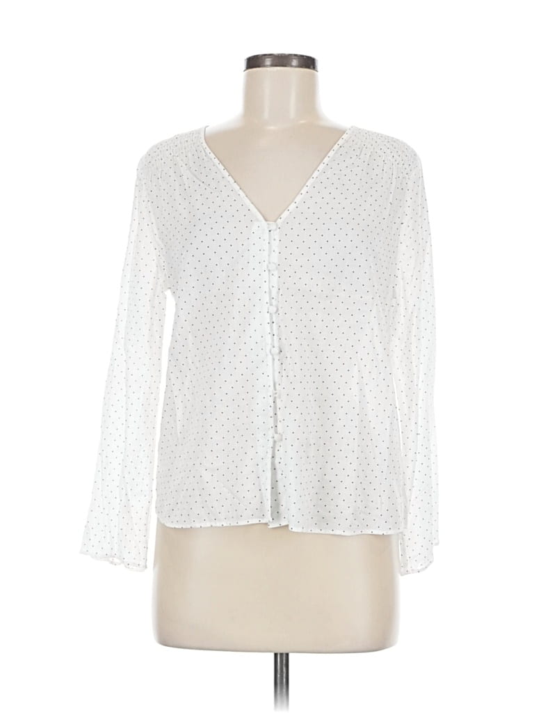 Pre-owned Jigsaw Long Sleeve Blouse In White