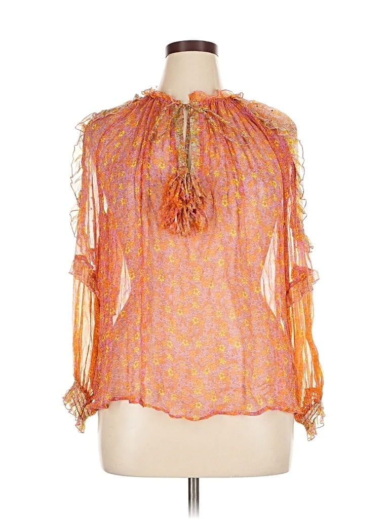 Miss June 3/4 Sleeve Blouse In Orange